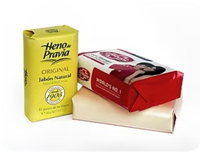 soap bars wrapped with a soap wrapping machine